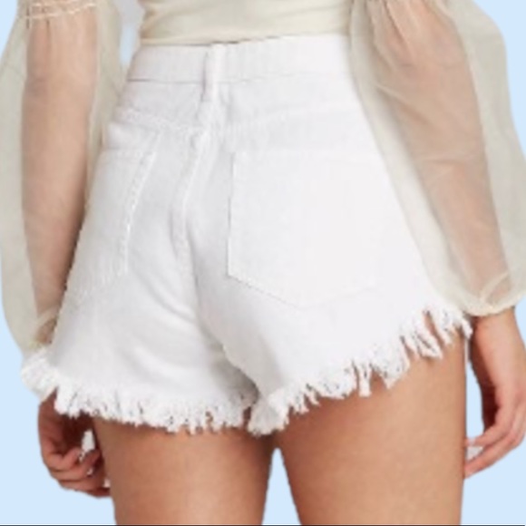 Wild Fable White High Rise Frayed Edge Hem Jean Shorts - Picture 2 of 11